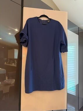 A|X Armani Exchange Navy Textured Short Sleeve Dress